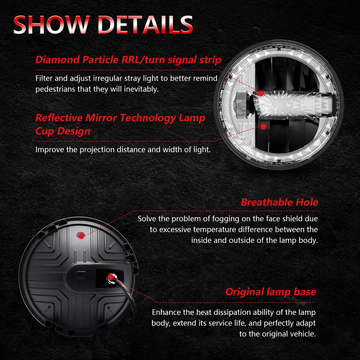 1000% Bright 7 inch LED Headlight H6024 [ DOT][Anti-glare][DRL Turn Signal][Hi/Low Sealed Beam] Compatible with Jeep Wrangler JK JKU TJ LJ Chevy Ford GMC Dodge Mazda Nissan Mack VW etc