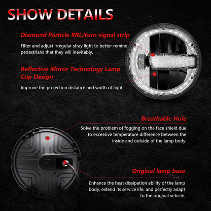 1000% Bright 7 inch LED Headlight H6024 [ DOT][Anti-glare][DRL Turn Signal][Hi/Low Sealed Beam] Compatible with Jeep Wrangler JK JKU TJ LJ Chevy Ford GMC Dodge Mazda Nissan Mack VW etc
