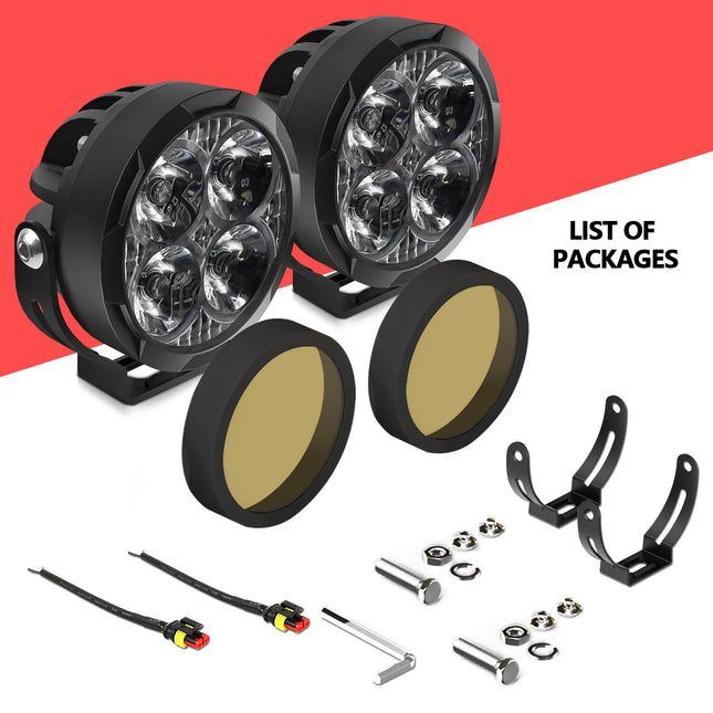 LED Pods Amber Fog Light for Jeep ATV Wrangler Ford Truck Pickup