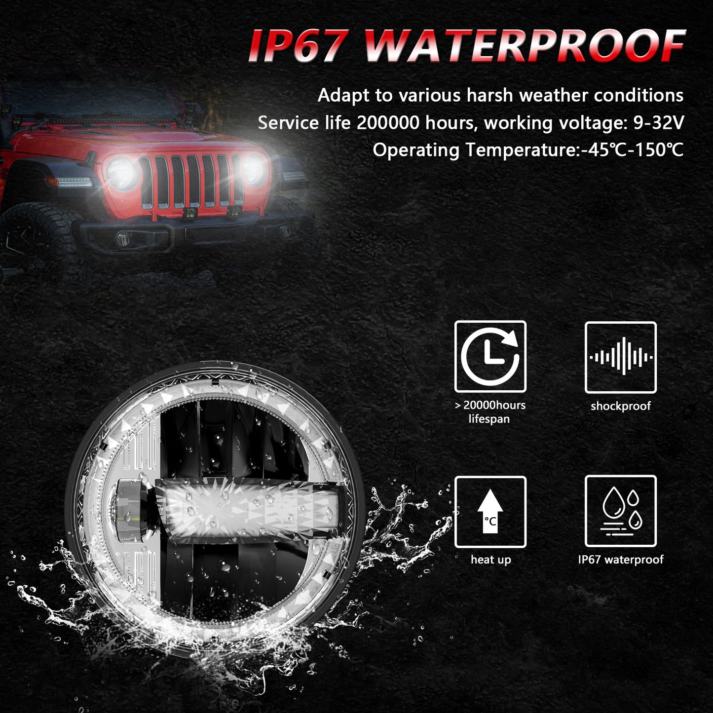 1000% Bright 7 inch LED Headlight H6024 [ DOT][Anti-glare][DRL Turn Signal][Hi/Low Sealed Beam] Compatible with Jeep Wrangler JK JKU TJ LJ Chevy Ford GMC Dodge Mazda Nissan Mack VW etc