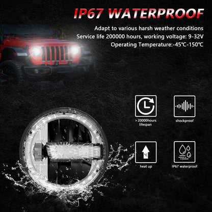 1000% Bright 7 inch LED Headlight H6024 [ DOT][Anti-glare][DRL Turn Signal][Hi/Low Sealed Beam] Compatible with Jeep Wrangler JK JKU TJ LJ Chevy Ford GMC Dodge Mazda Nissan Mack VW etc
