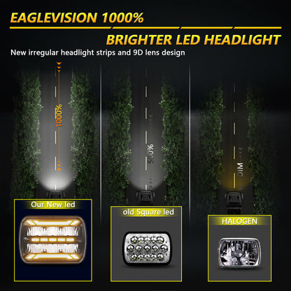 1000% Bright H6054 5x7 7x6 Led Headlights for Jeep Cherokee XJ Wrangler YJ [ DOT][Anti-glare][DRL Turn Signal][Hi/Low Sealed Beam] Ford Chevy GMC Toyota Nissan Dodge etc