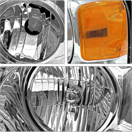 TopAutoGear Headlights Assembly for 2004-2008 Ford F150 Pair Clear Lens Chrome Housing Amber Reflector