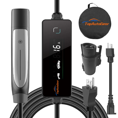 Level 1 & 2 EV Charger for Tesla with NACS to J1772 Adapter - 16A Mobile Charger with NEMA 6-20 & 5-15 Plugs, Portable Home Charger Compatible with Tesla & J1772 EVs