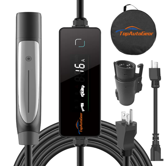 Level 1 & 2 EV Charger for Tesla with NACS to J1772 Adapter - 16A Mobile Charger with NEMA 6-20 & 5-15 Plugs, Portable Home Charger Compatible with Tesla & J1772 EVs