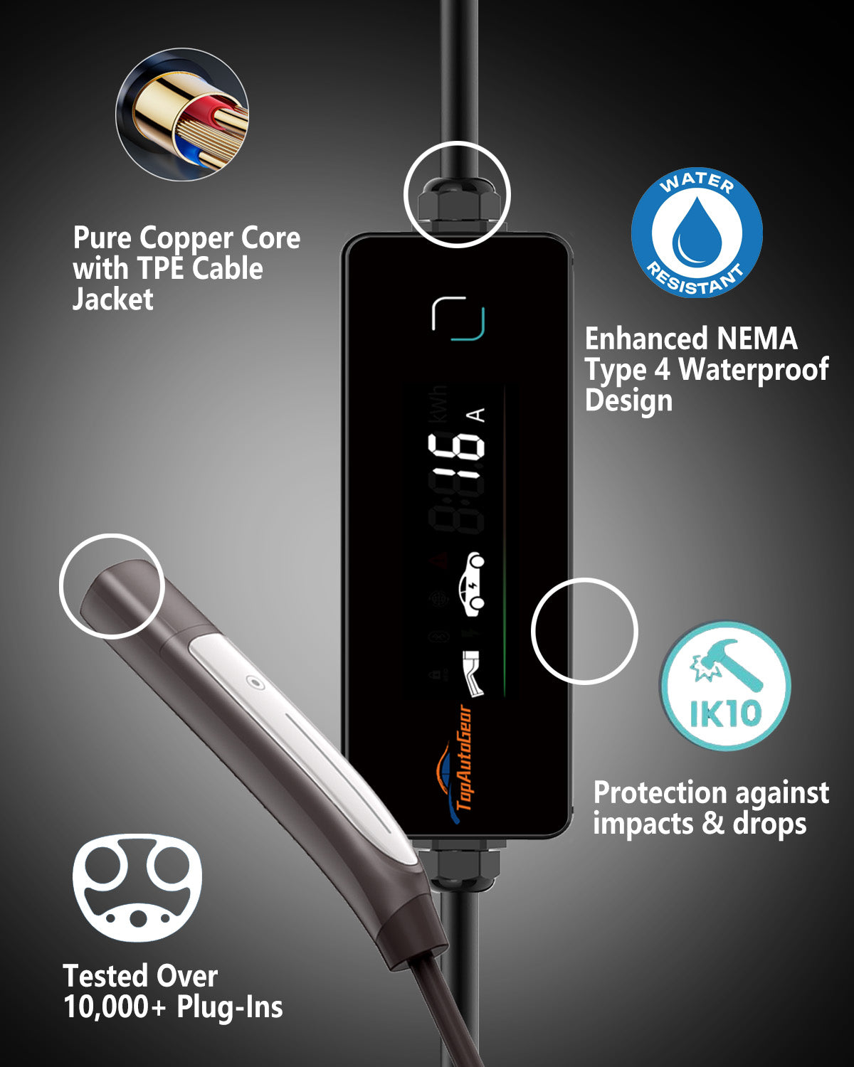 Level 1 & 2 EV Charger for Tesla with NACS to J1772 Adapter - 16A Mobile Charger with NEMA 6-20 & 5-15 Plugs, Portable Home Charger Compatible with Tesla & J1772 EVs