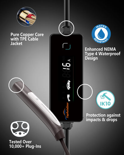 Level 1 & 2 EV Charger for Tesla with NACS to J1772 Adapter - 16A Mobile Charger with NEMA 6-20 & 5-15 Plugs, Portable Home Charger Compatible with Tesla & J1772 EVs