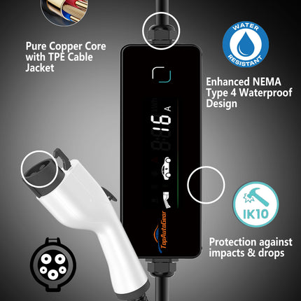 Level 1 Level 2 EV Charger for J1772 Electric Cars 16Amp 110V/240V