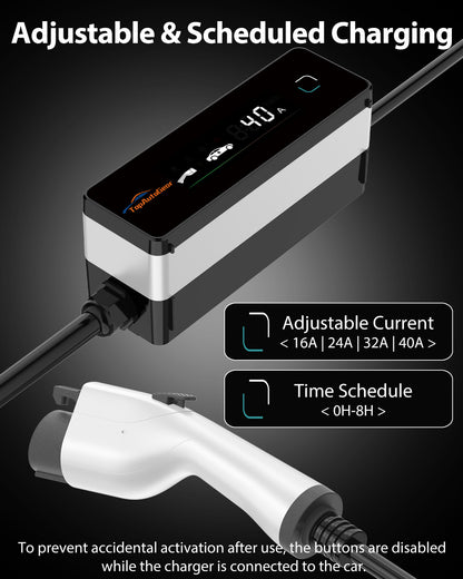 Level 2 EV Charger for J1772 EVs with J1772 to Tesla Adapter - 40A 240V Mobile Charger with 25Ft Cord and NEMA 14-50 Plugs, Portable Home Charger Compatible with Tesla & J1772 Electric Vehicles