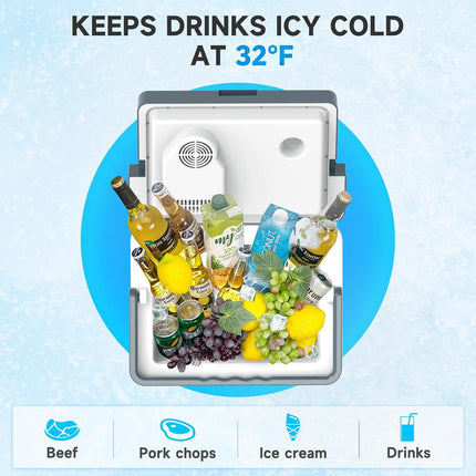 TopAutoGear 30L/31QT Portable Electric Cooler Grey