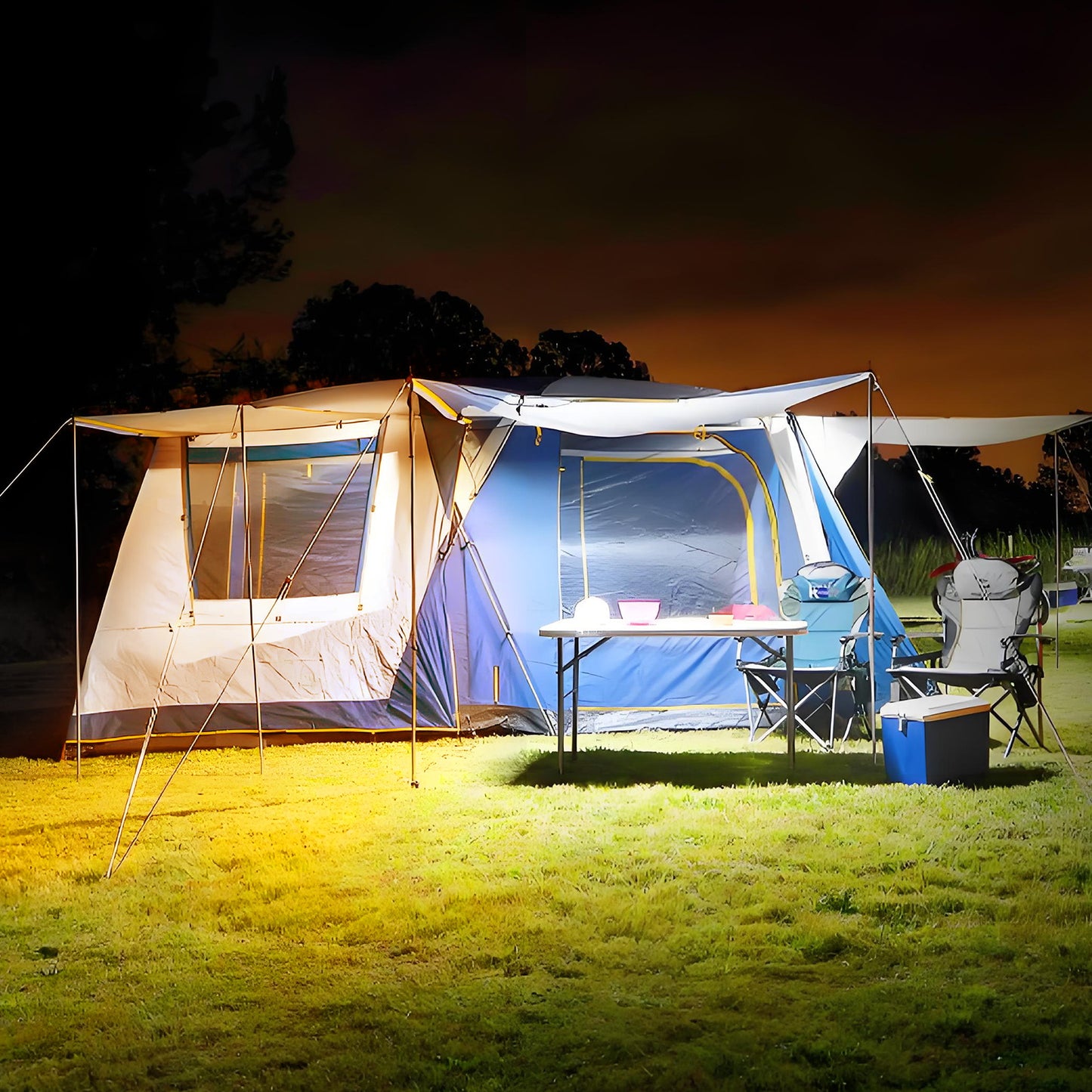 12V LED Light Bars, Dimmable Portable LED Camping String Light, Outdoor Lighting with IP67 Waterproof, Magnetic and Loops Mounting, RV Awning Lights, 4 PCS White