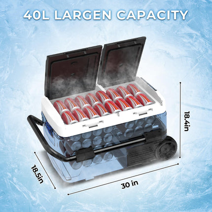 42L/ 44.4QT Portable Car Compressor Refrigerator Dual Zone 12 Volt with APP control