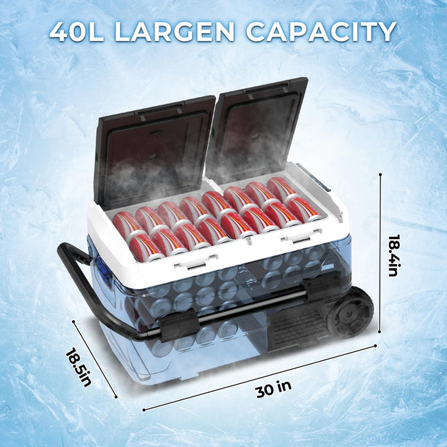 42L/ 44.4QT Portable Car Compressor Refrigerator Dual Zone 12 Volt with APP control