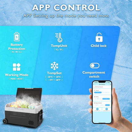 60L / 63.4QT Portable Car Compressor Refrigerator Dual Zone 12 Volt with APP control