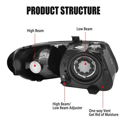 Headlight Assembly for 2001-2007 Dodge Caravan / 01-03 Chrysler Voyager / 01-04 Chrysler Town and Country / 05-07 Town & Country