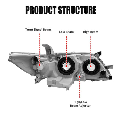 Headlight Assembly for 2007 2008 2009 Camry Black Pair