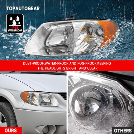 Headlight Assembly for 2001-2007 Dodge Caravan / 01-03 Chrysler Voyager / 01-04 Chrysler Town and Country / 05-07 Town & Country