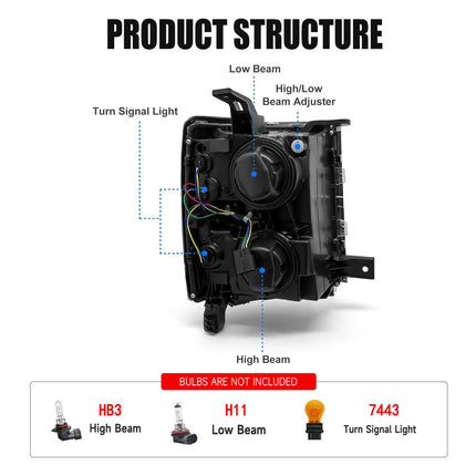 Headlight Assembly for 2014 2015 Silverado Clear Pair