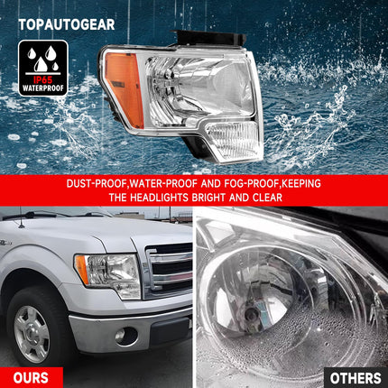 Headlight Assembly for 2009 2010 2011 2012 2013 2014 Ford F150 Pickup,  Pair