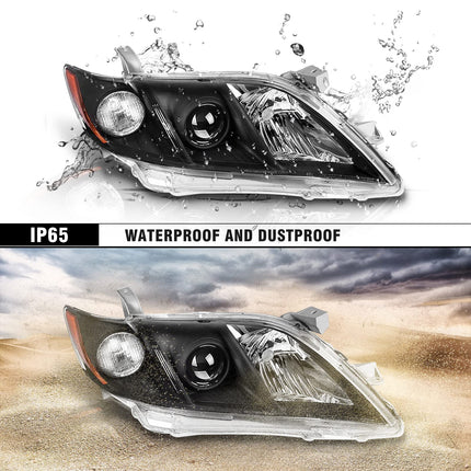 Headlight Assembly for 2007 2008 2009 Camry Black Pair