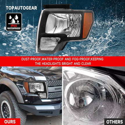 Headlight Assembly for 2009 2010 2011 2012 2013 2014 Ford F150 Pickup, Pair