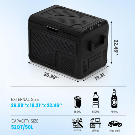 50L/52QT Portable Car Compressor Refrigerator 12 Volt