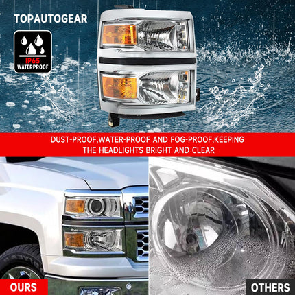 Headlight Assembly for 2014 2015 Silverado Clear Pair