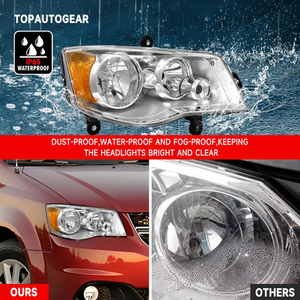 Headlight Assembly for 2011-2020 Dodge Grand Caravan / 08-16 Chrysler Town & Country