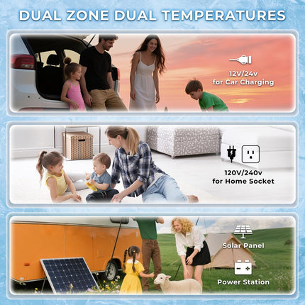 50L / 52.8QT Portable Car Compressor Refrigerator Dual Zone 12 Volt with APP control