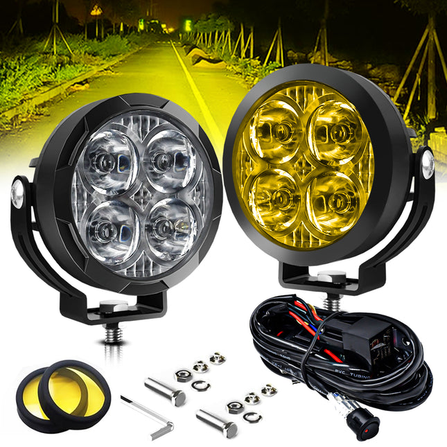 LED Pods Amber Fog Light for Jeep ATV Wrangler Ford Truck Pickup